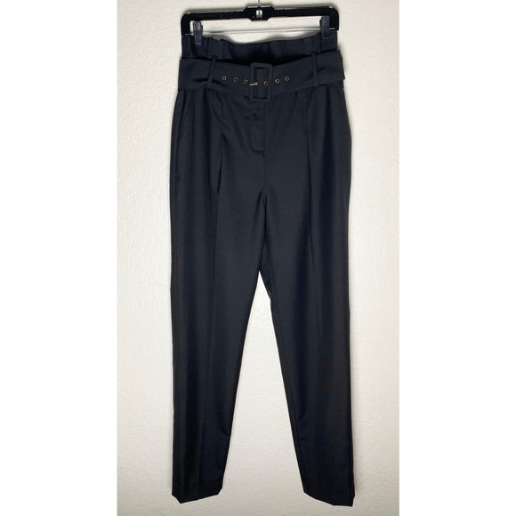 ba&sh Womens Khol Classic High Waist Paperbag Pants Trouser Pleated Pockets Belt - Picture 4 of 10